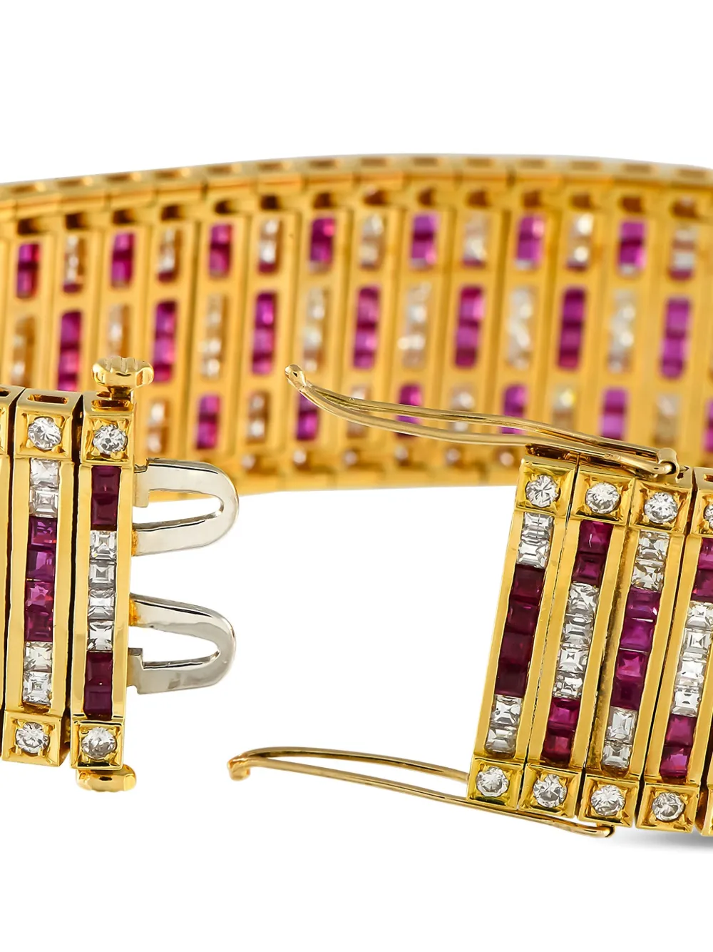 Pre-owned Lb Exclusive 18k Yellow Gold Diamond And Ruby Bracelet