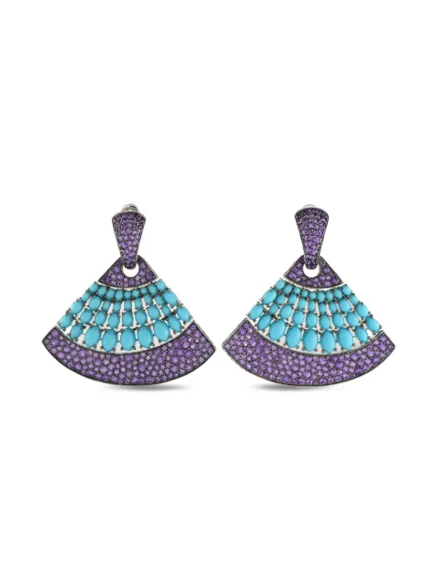 LB Exclusive 18K white gold turquoise and amethyst earrings
