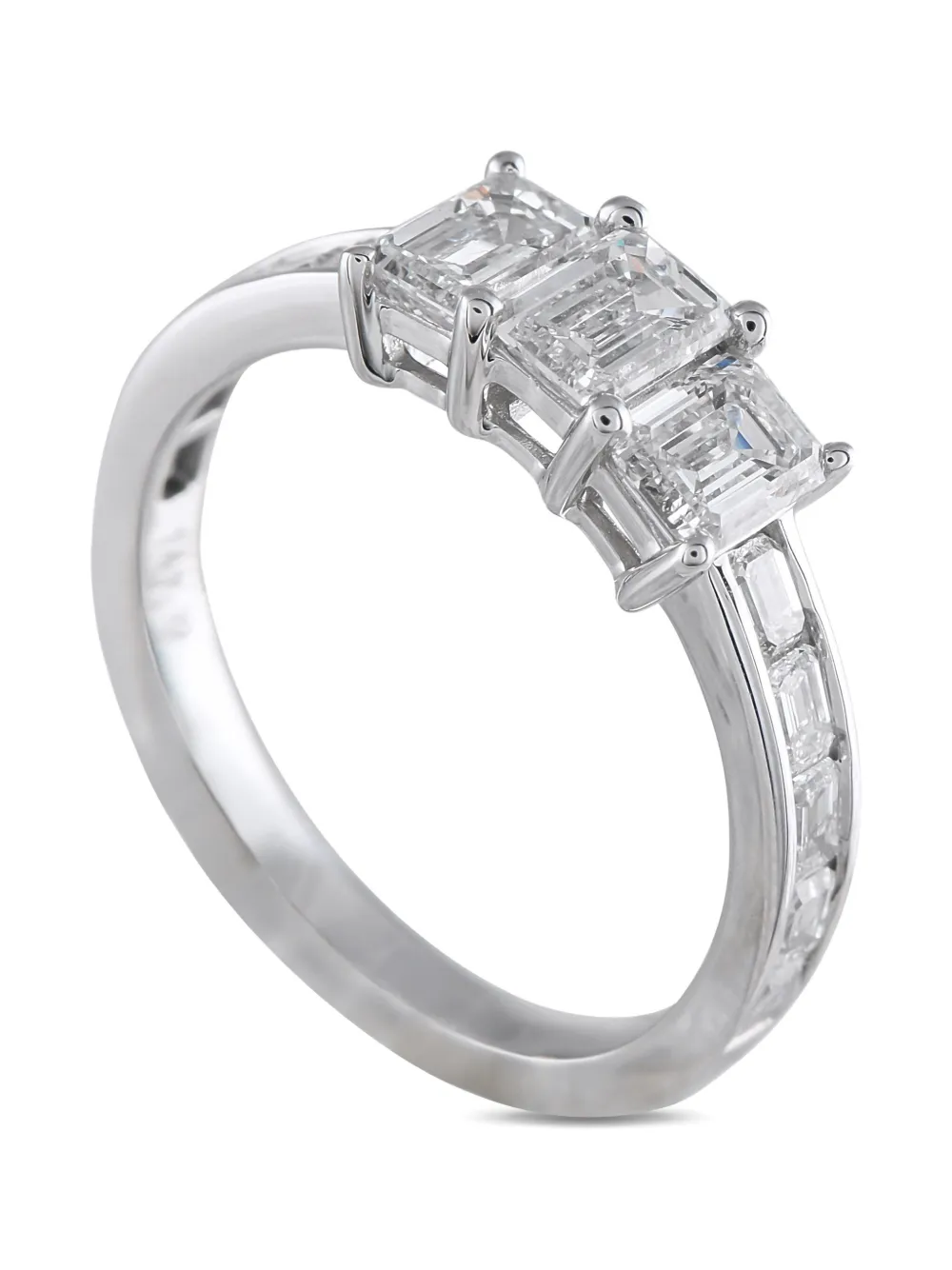 LB Exclusive 14K White Gold Emerald Cut Diamond Ring | Silver | Image 1