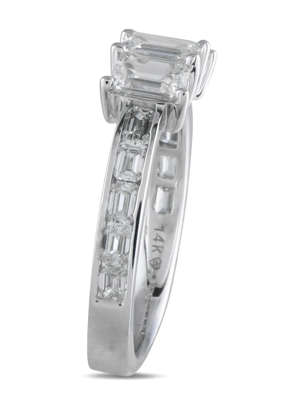 LB Exclusive 14K White Gold Emerald Cut Diamond Ring | Image 2