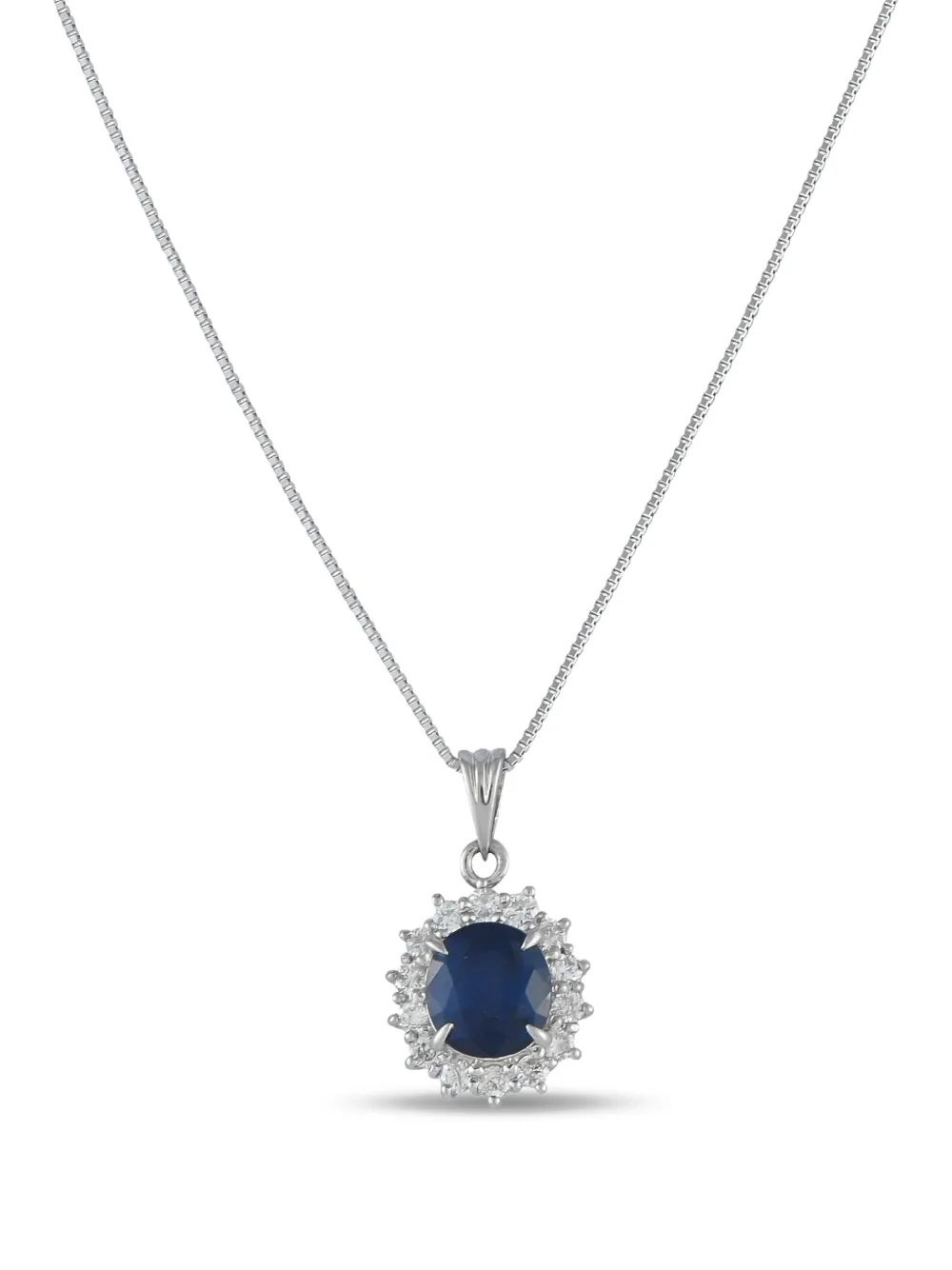 LB Exclusive platinum diamond and sapphire pendant necklace | Silver | Image 1