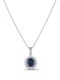 LB Exclusive platinum diamond and sapphire pendant necklace - Silver