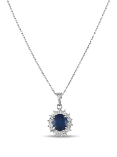 LB Exclusive Collana in platino con pendente di diamanti e zaffiro