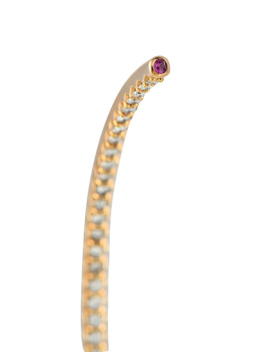 Pre-owned Roberto Coin 18k Gold Coin Perfect Diamond Ruby Hoop Earrings