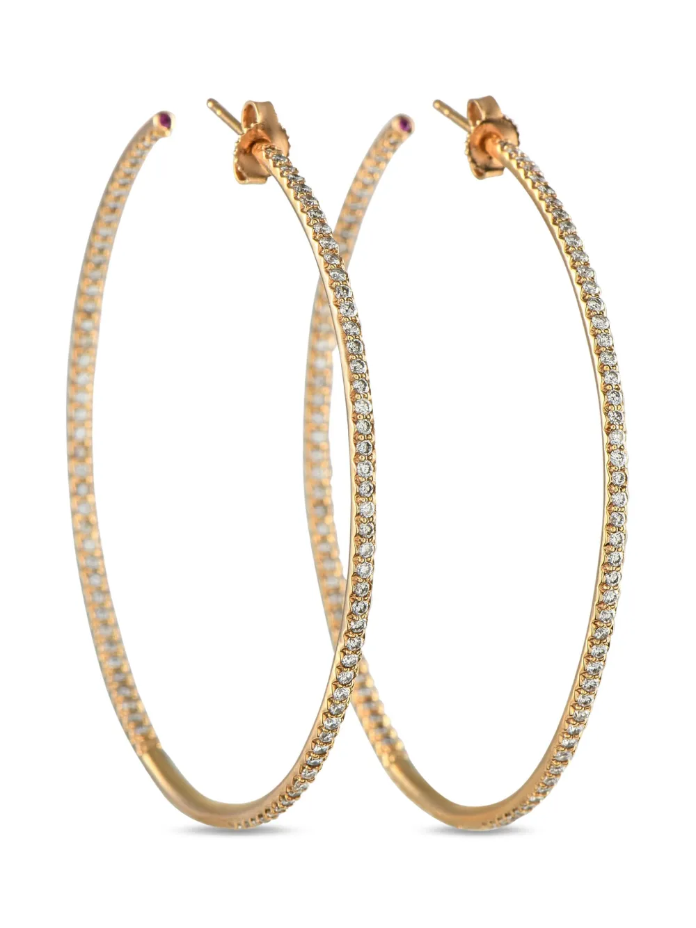 Roberto Coin Pre-Owned 18K gold Coin Perfect diamond ruby hoop earrings | Image 2