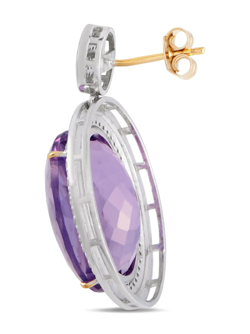 LB Exclusive 14K white gold amethyst diamond earrings | Image 2