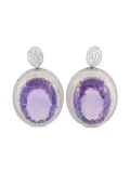 LB Exclusive 14K white gold amethyst diamond earrings - Silver