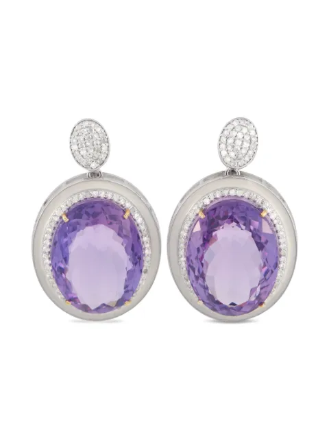 LB Exclusive 14K white gold amethyst diamond earrings