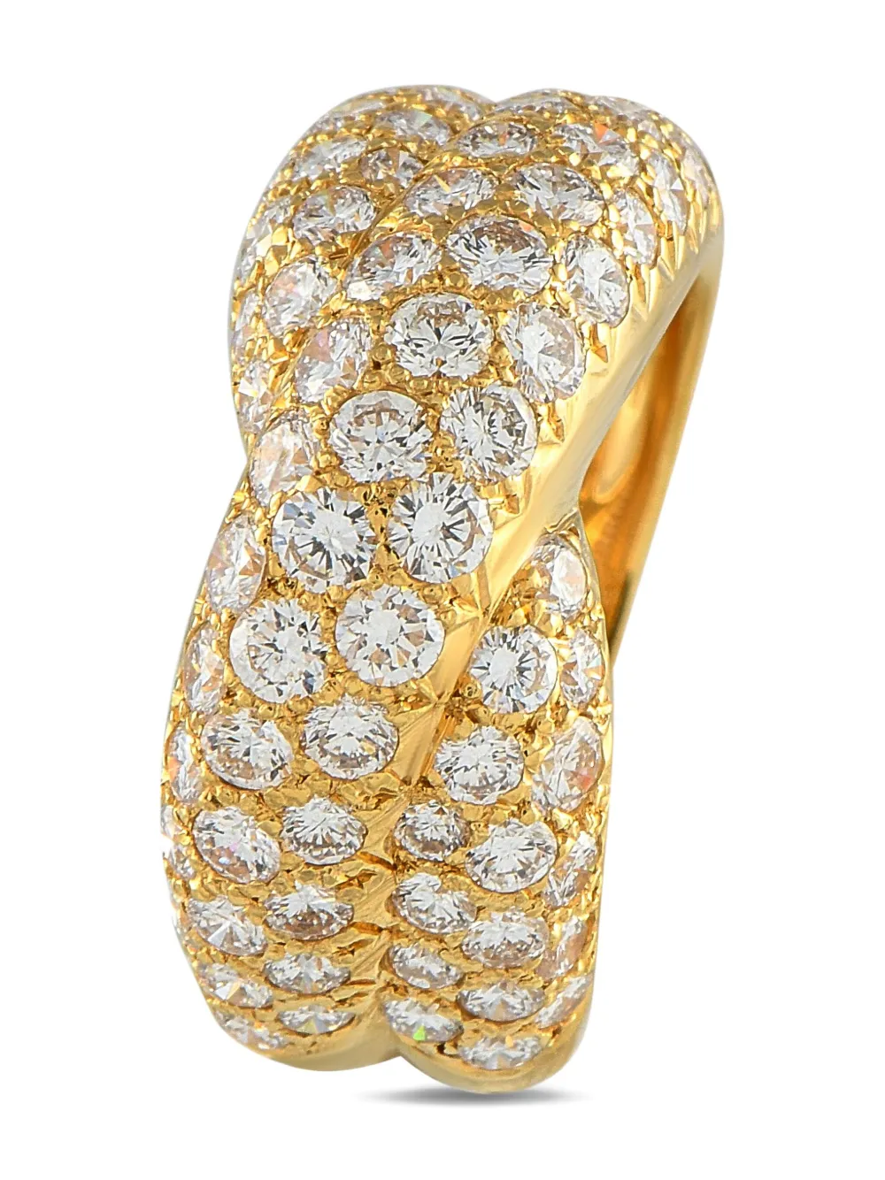 Pre-owned Van Cleef & Arpels 18k Yellow Gold Crossover Diamond Ring