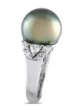 LB Exclusive platinum diamond and pearl ring - Silver