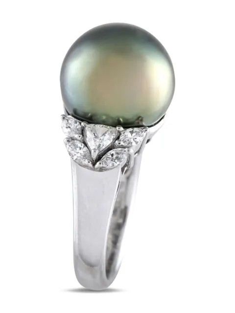 LB Exclusive platinum diamond and pearl ring