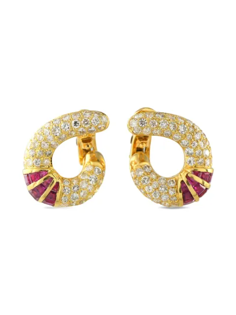 LB Exclusive 18K gold diamond ruby earrings