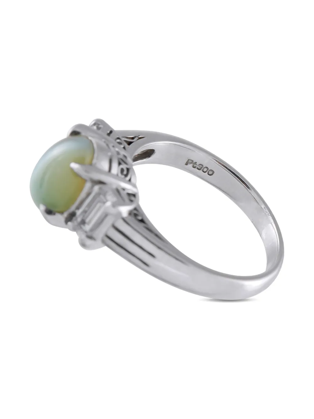 Pre-owned Lb Exclusive Platinum Cats Eye Diamond Ring In Silver