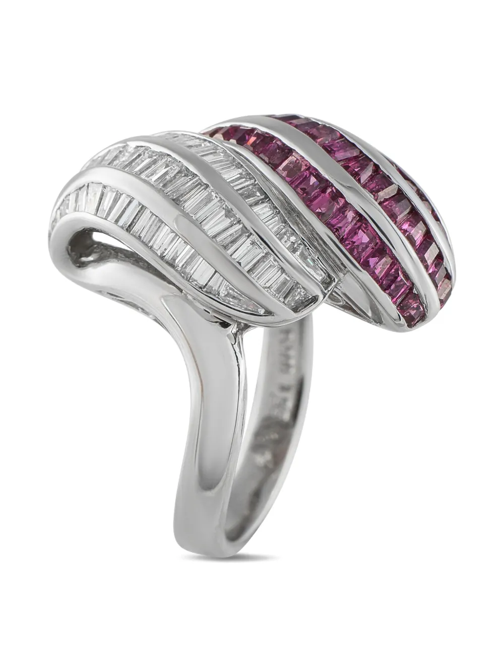Pre-owned Lb Exclusive Platinum Ruby And Diamond Ring In Silver