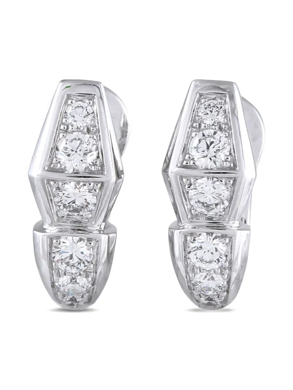 Bvlgari Pre-Owned セルペンティ ダイヤモンド ピアス 18Kホワイト