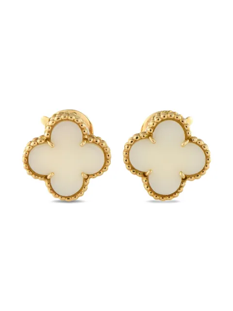 Van Cleef & Arpels 18K yellow gold Alhambra coral earrings