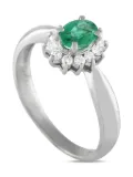 LB Exclusive platinum emerald and diamond halo ring - Silver
