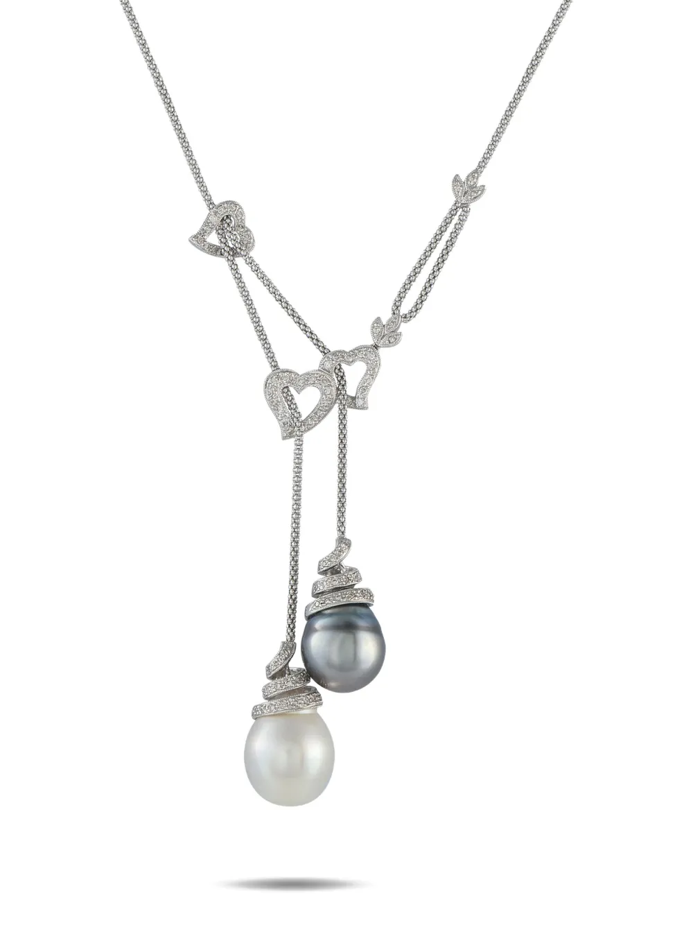 LB Exclusive 18K white gold diamond and pearl necklace | Silver | Image 1