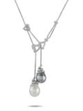 LB Exclusive 18K white gold diamond and pearl necklace - Silver