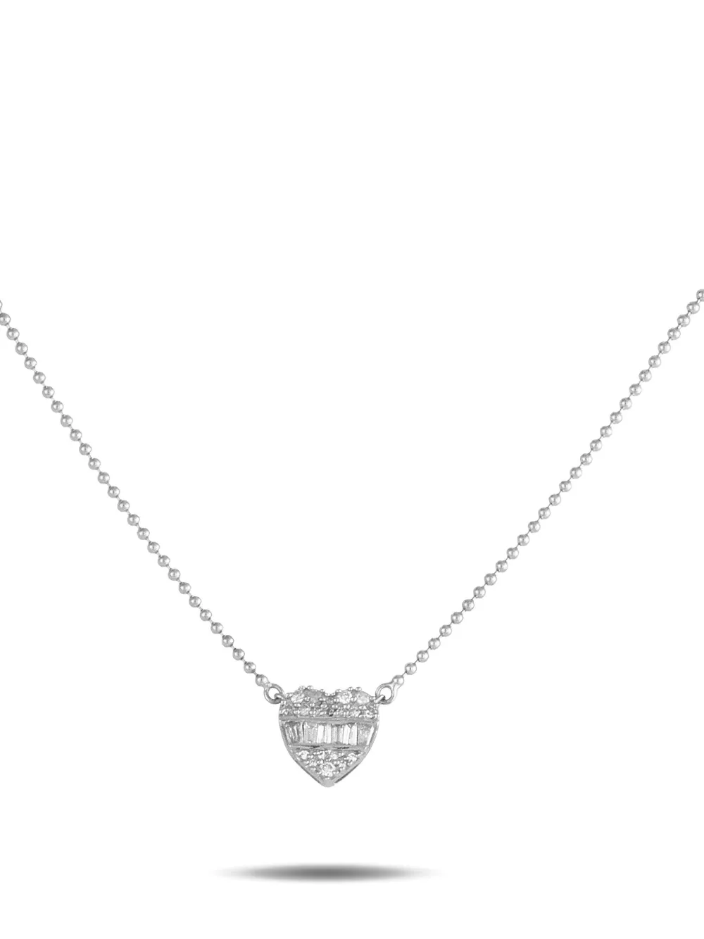 LB Exclusive Heart ダイヤモンド ネックレス 14Kホワイトゴールド - シルバートーン LB Exclusive Heart ダイヤモンド ネックレス 14Kホワイトゴールド - シルバートーン