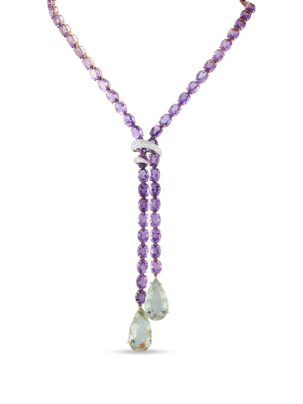 LB Exclusive 18kt rose gold Amethyst lariat necklace | Purple | Image 1