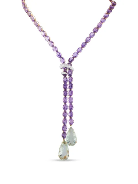 LB Exclusive 18kt rose gold Amethyst lariat necklace