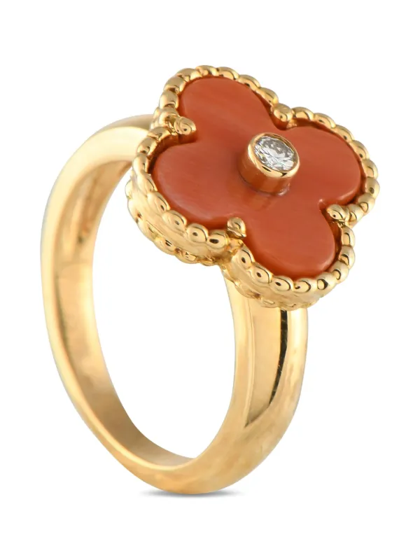 Van Cleef & Arpels コーラル＆ダイヤモンド リング 18Kイエロー 