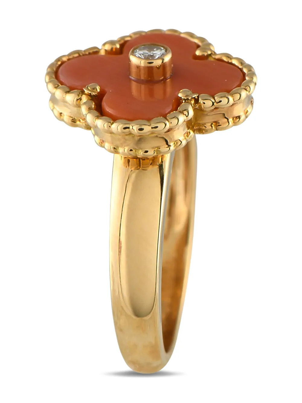 Van Cleef & Arpels 18K yellow gold coral and diamond ring | Image 2