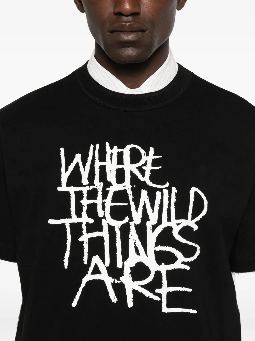 sacai T-shirt met grafische print Zwart