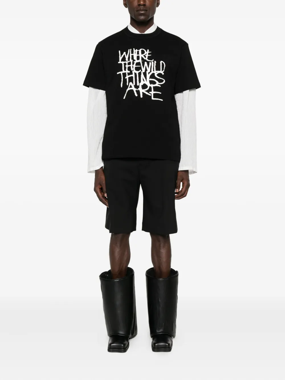 Sacai T-shirt met grafische print - Zwart