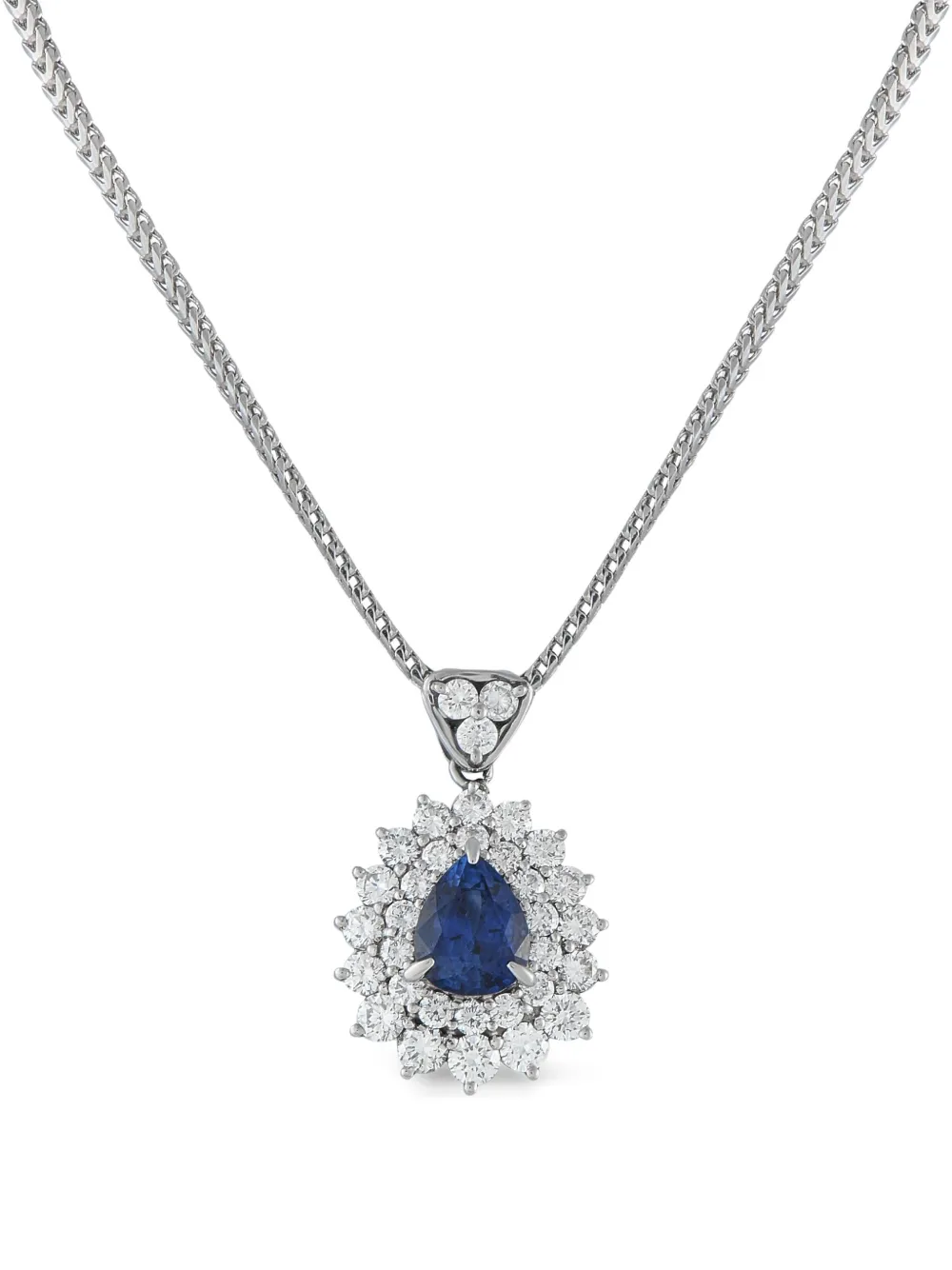 LB Exclusive platinum diamond sapphire necklace | Silver | Image 1