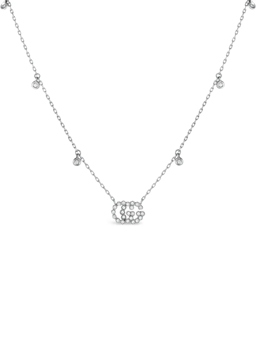 Gucci Pre-Owned 18K white gold Double G diamond necklace | Silver | Image 1