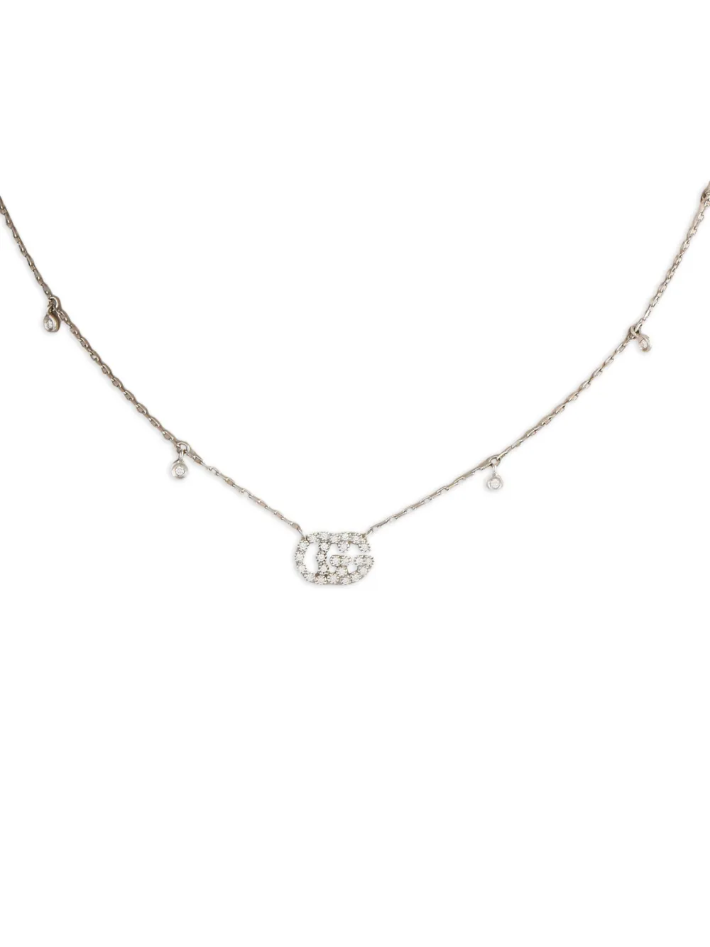 Gucci Pre-Owned 18K white gold Double G diamond necklace | Image 2