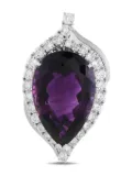 LB Exclusive platinum diamond and amethyst pendant - Silver