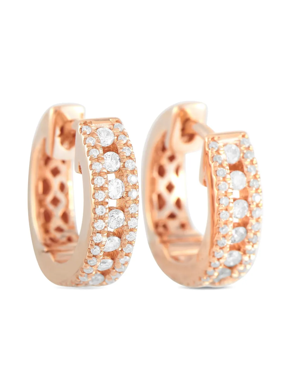 LB Exclusive 14K rose gold diamond hoop earrings | Image 2