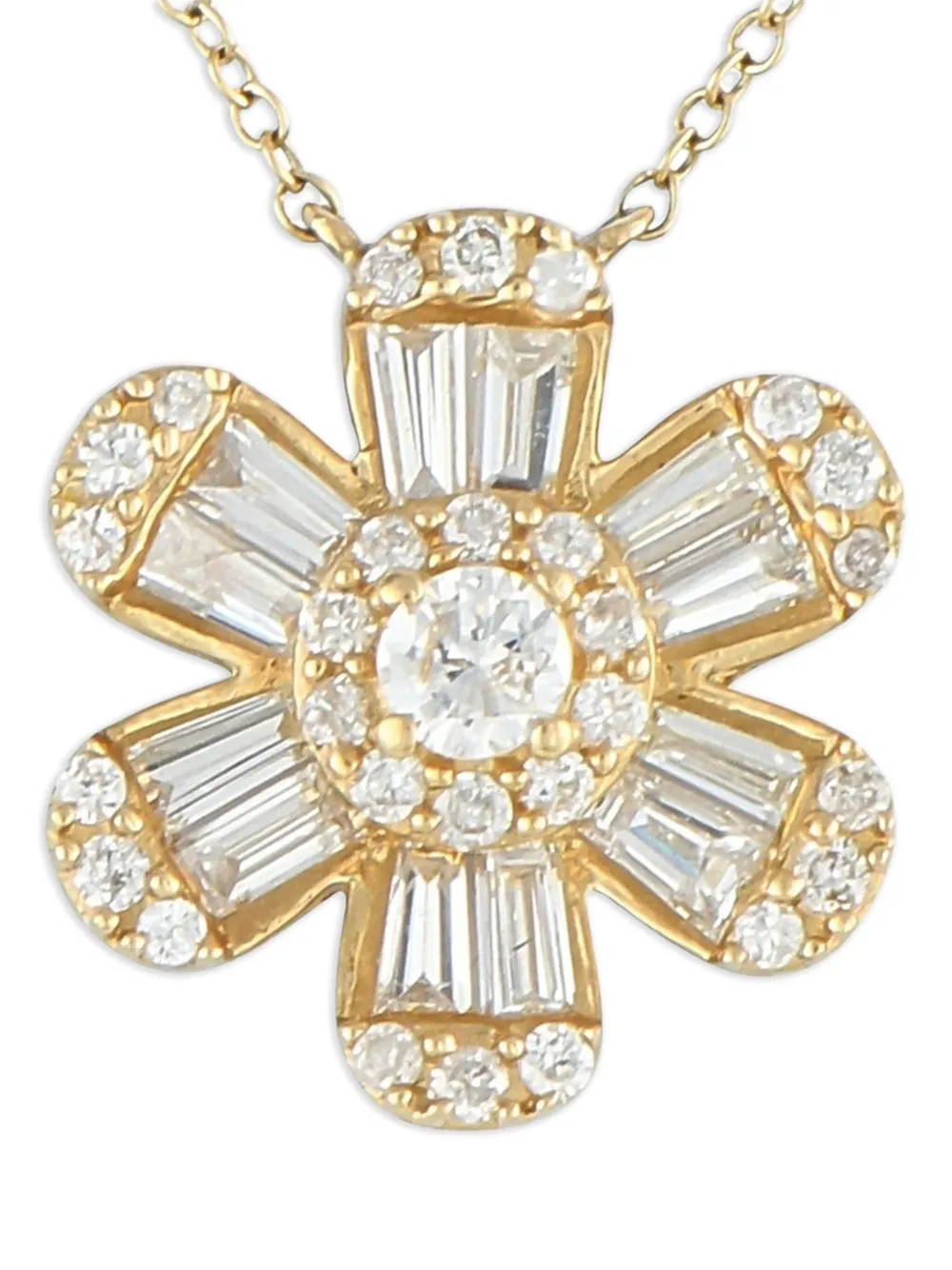 LB Exclusive 14K yellow gold diamond floral-pendant necklace | Image 2