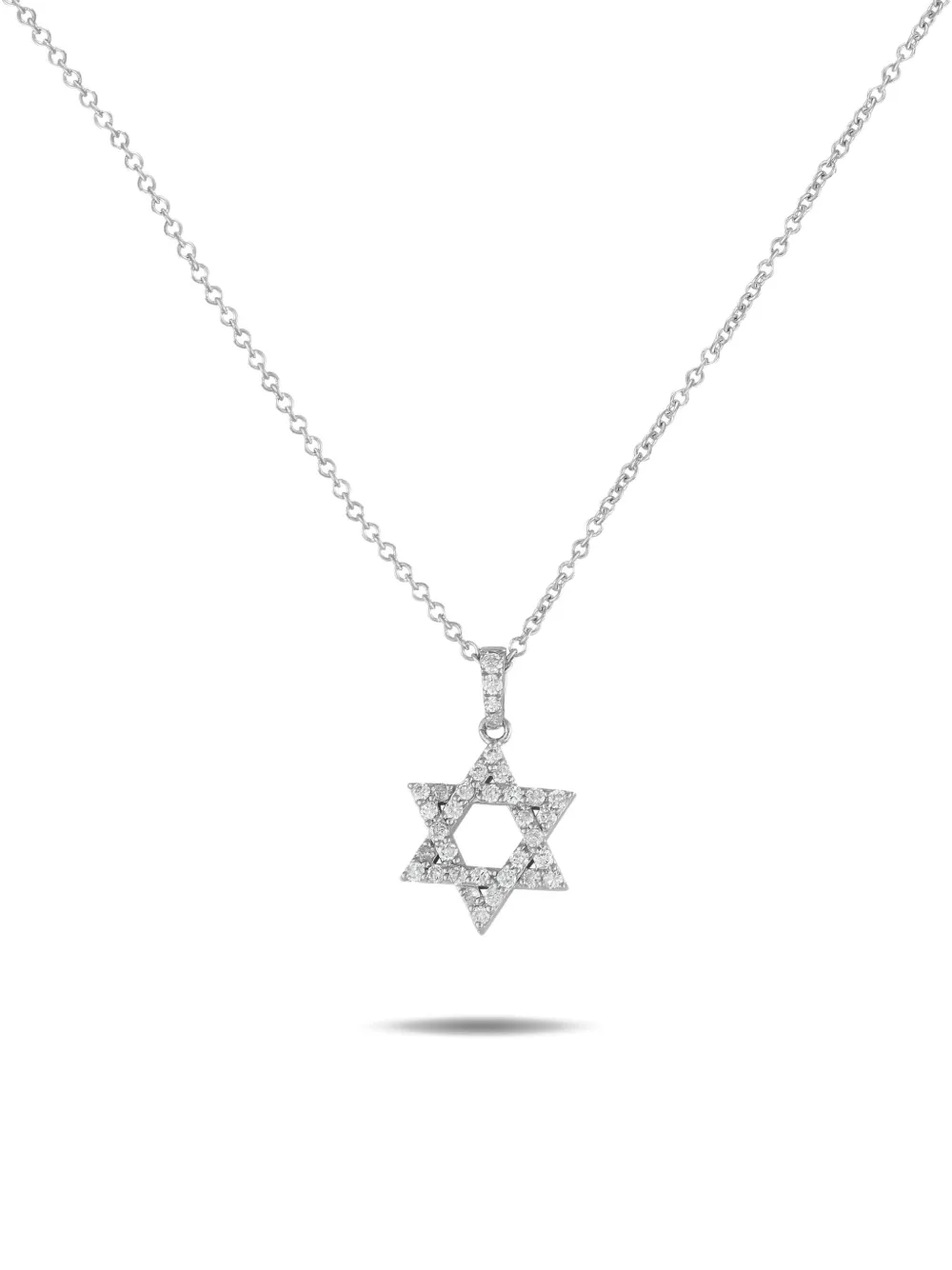 LB Exclusive Star of David ダイヤモンド ネックレス 14Kホワイトゴールド - シルバートーン LB Exclusive Star of David ダイヤモンド ネックレス 14Kホワイトゴールド - シルバートーン