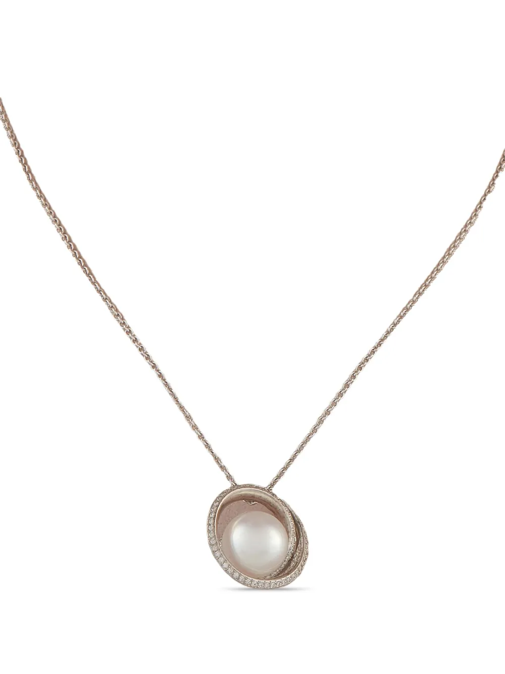Mikimoto Eighteen Karat White Gold Diamond Pearl Necklace | Image 2