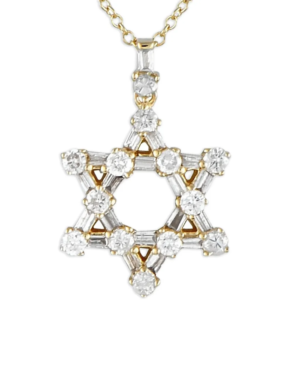 Pre-owned Lb Exclusive 14k Yellow Gold Star Of David Diamond Necklace