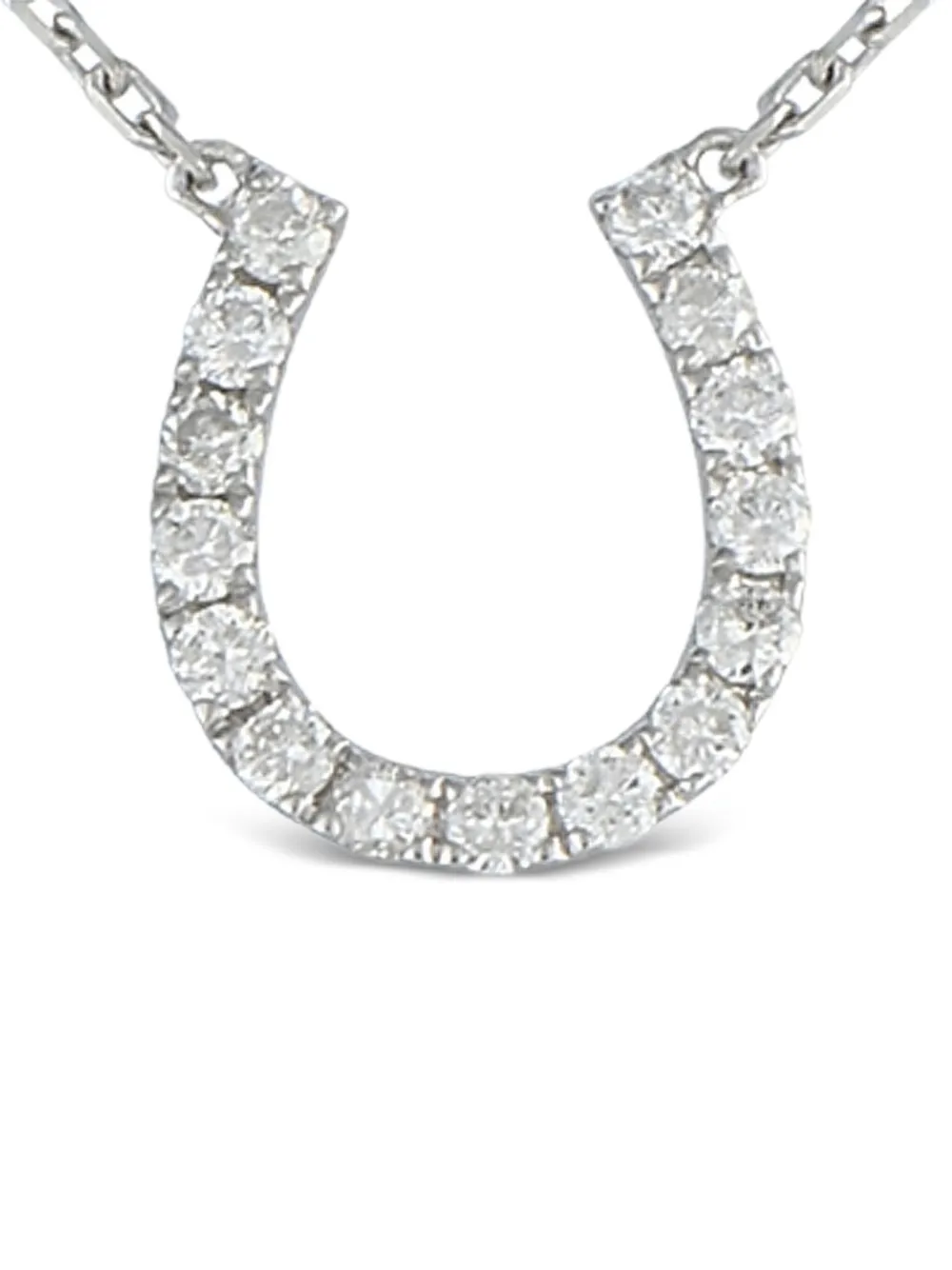 LB Exclusive 14K white gold Horseshoe diamond necklace | Image 2