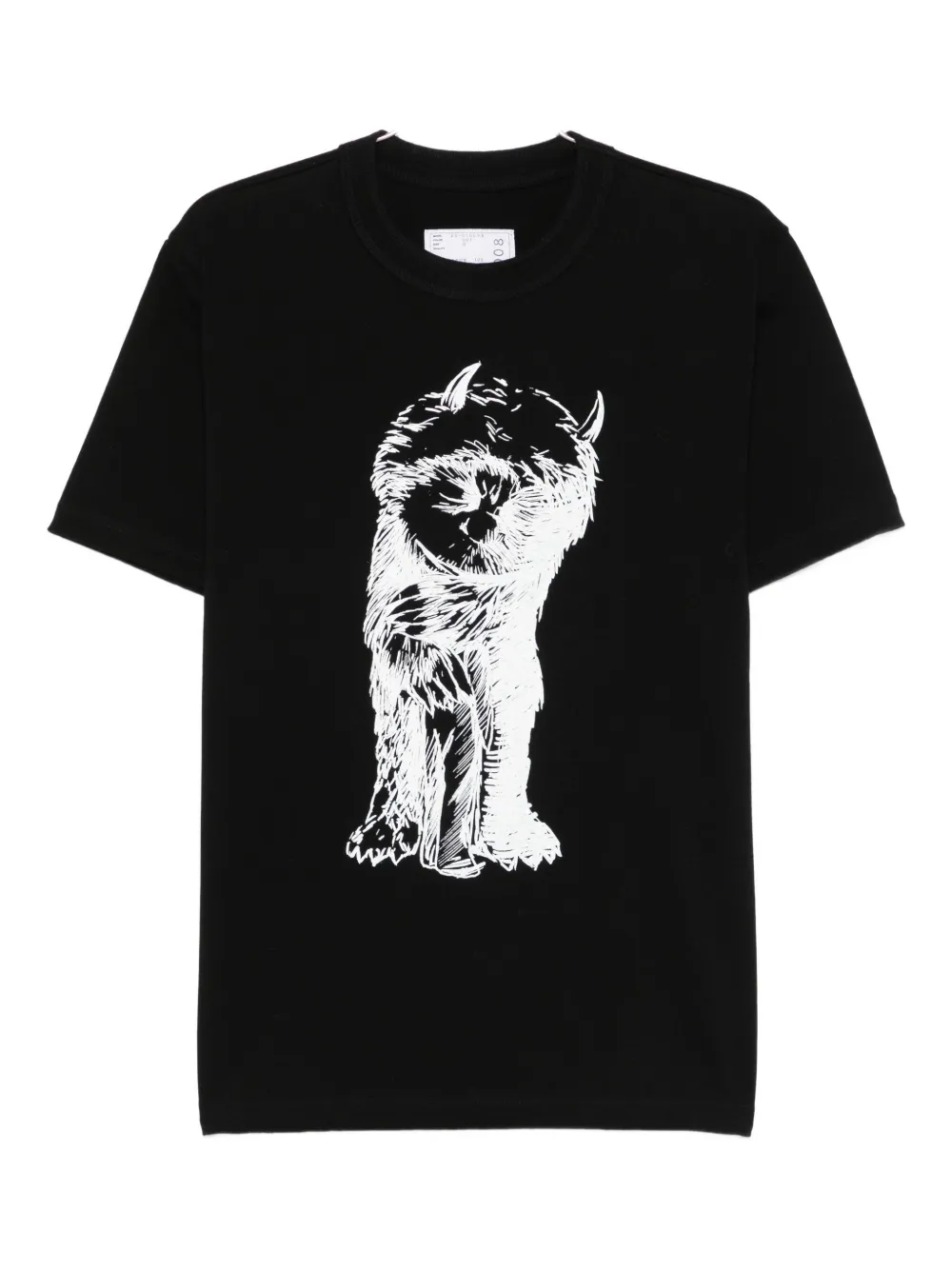 Sacai graphic-print cotton T-shirt Zwart