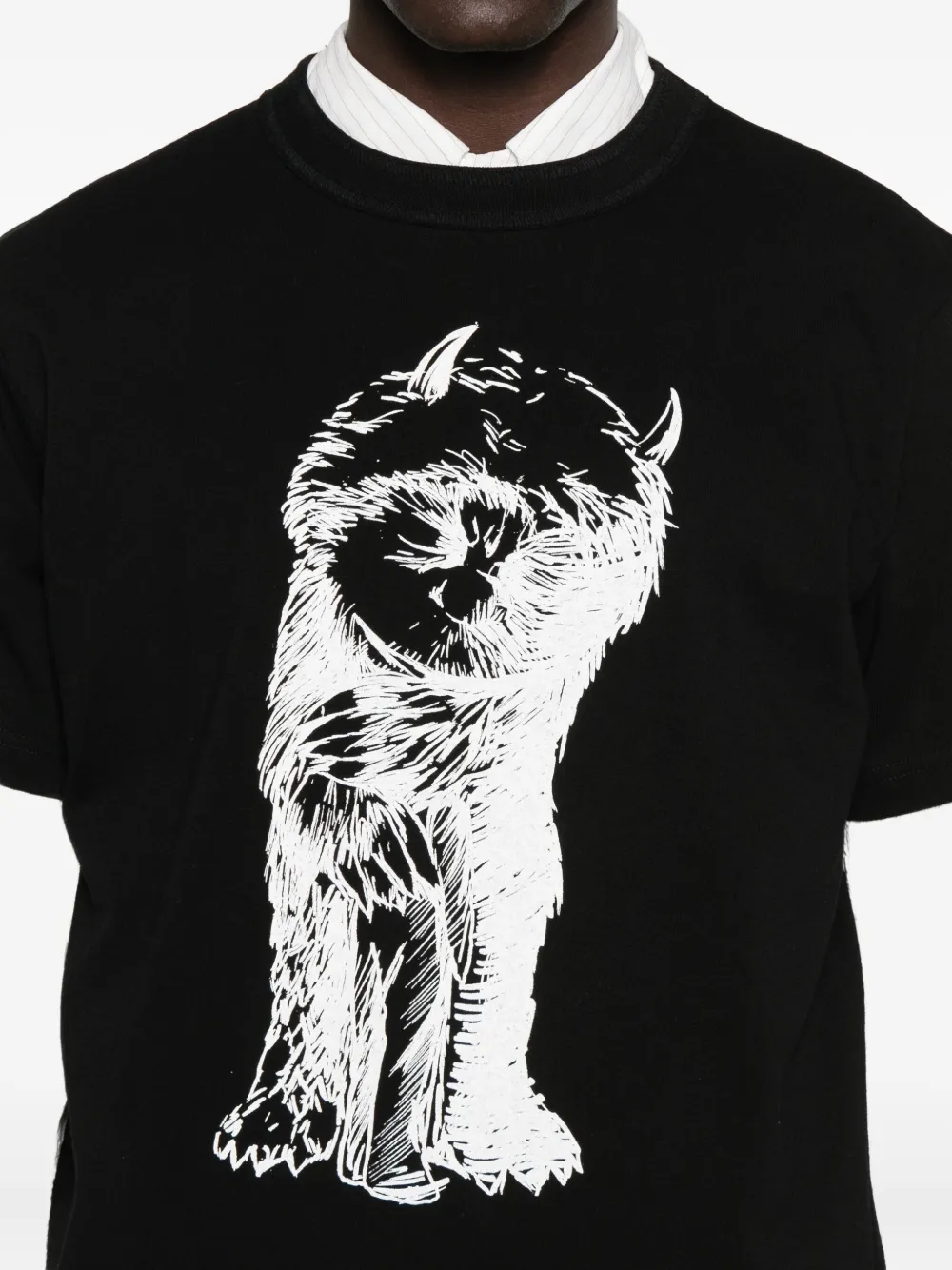 sacai Katoenen T-shirt met grafische print Zwart