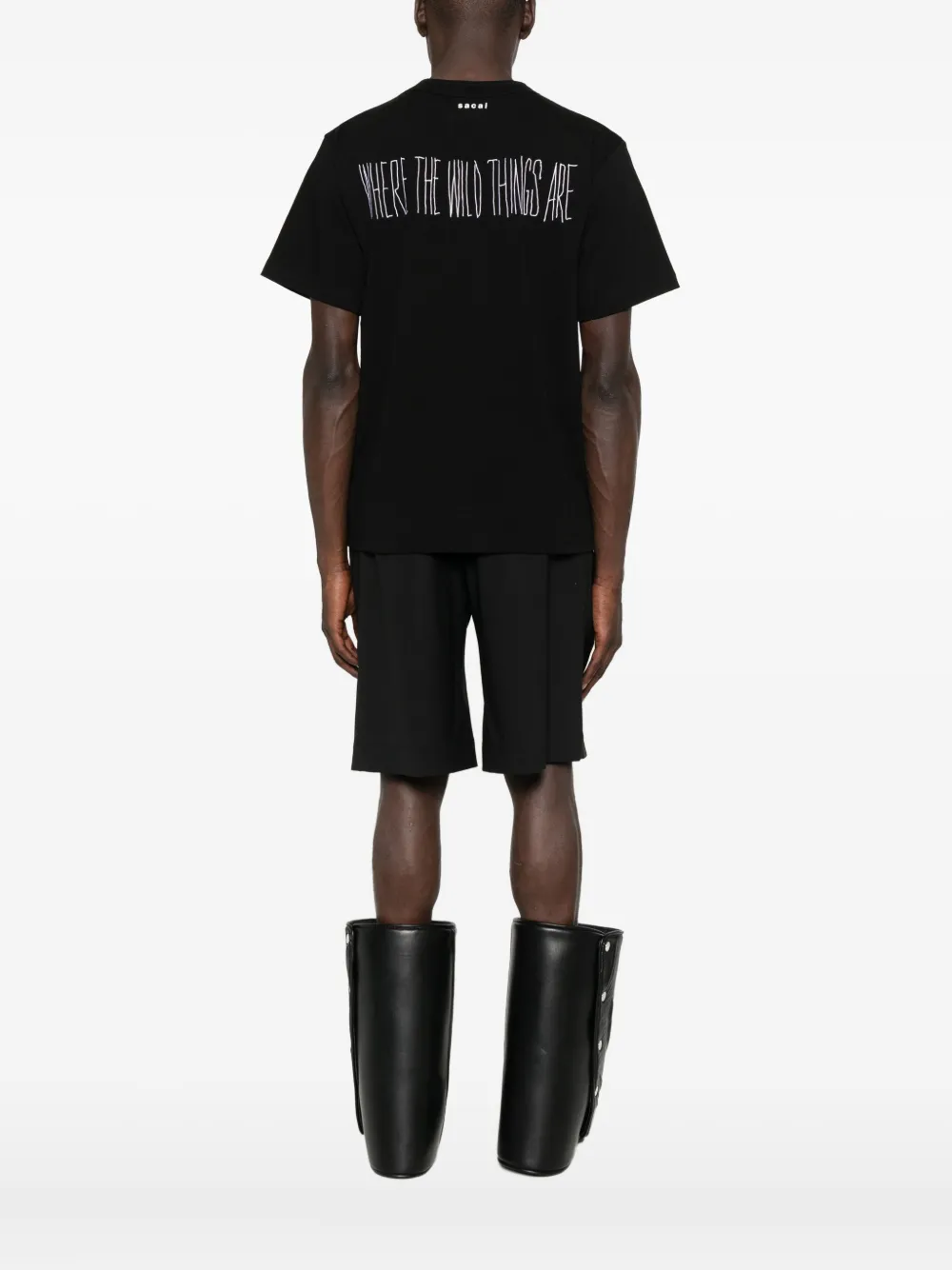 sacai Katoenen T-shirt met grafische print Zwart
