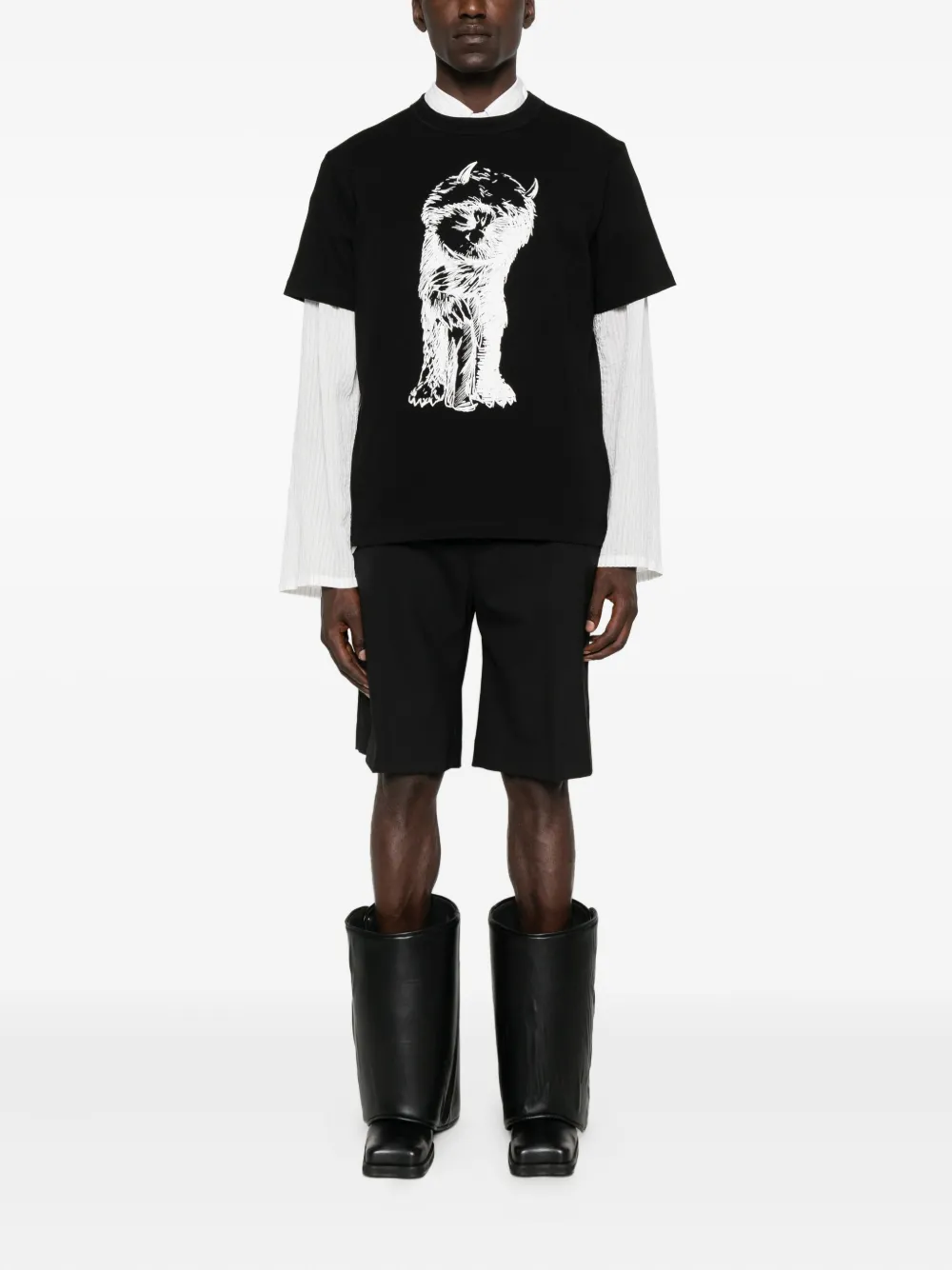 sacai Katoenen T-shirt met grafische print Zwart