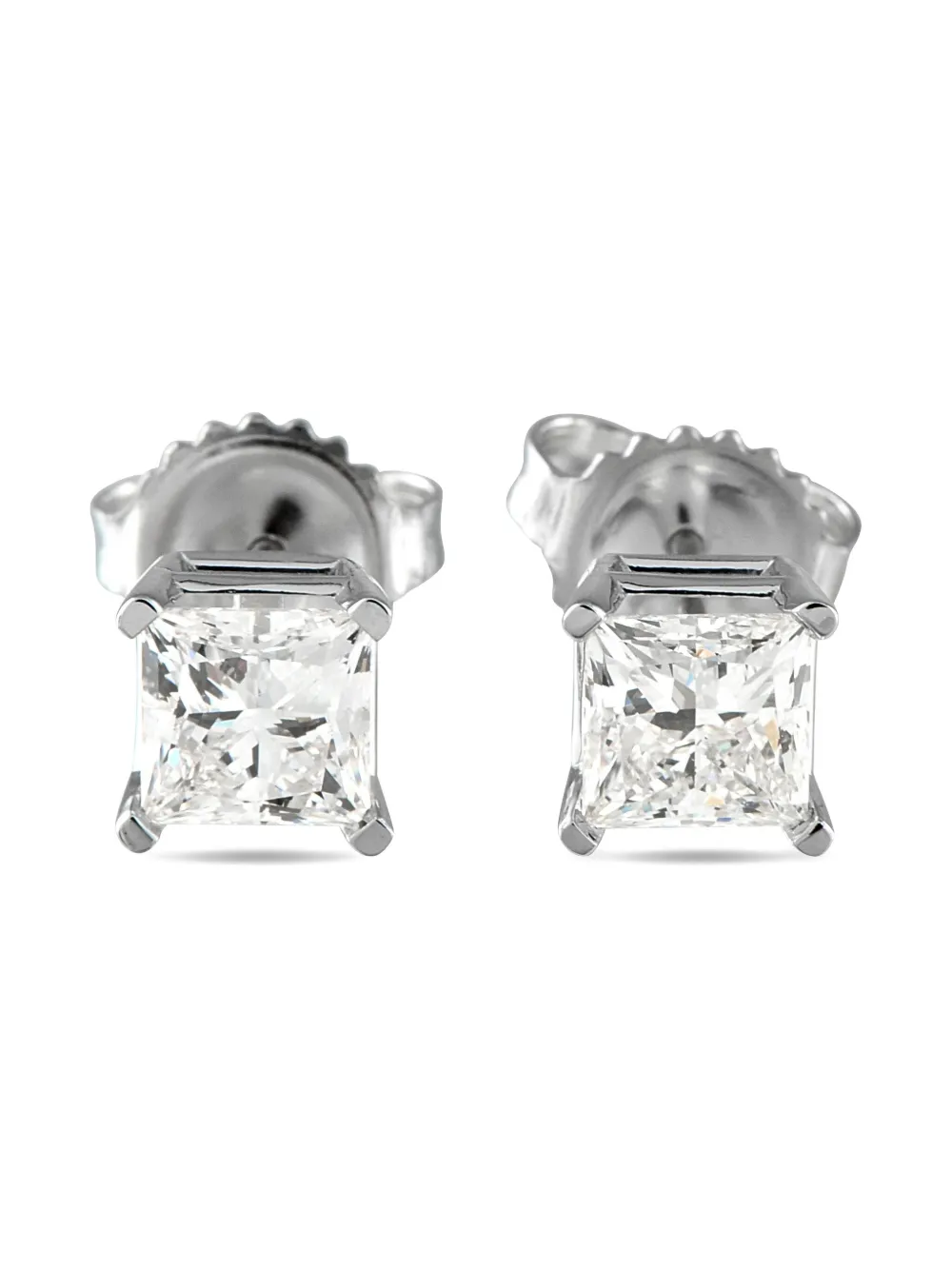 LB Exclusive 14K white gold diamond earrings | Silver | Image 1