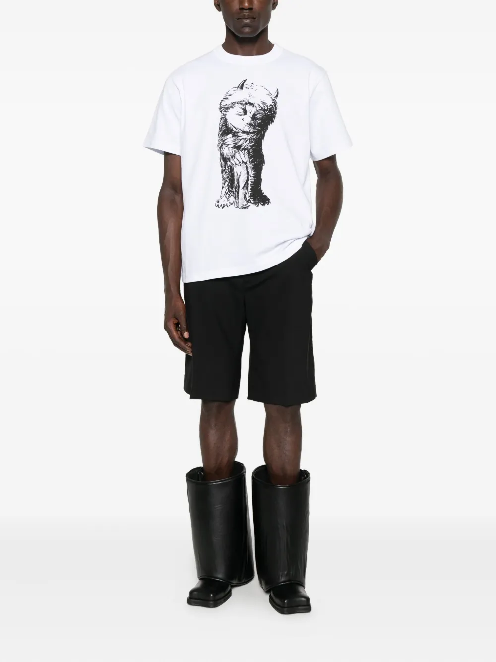 Sacai Katoenen T-shirt met grafische print - Wit