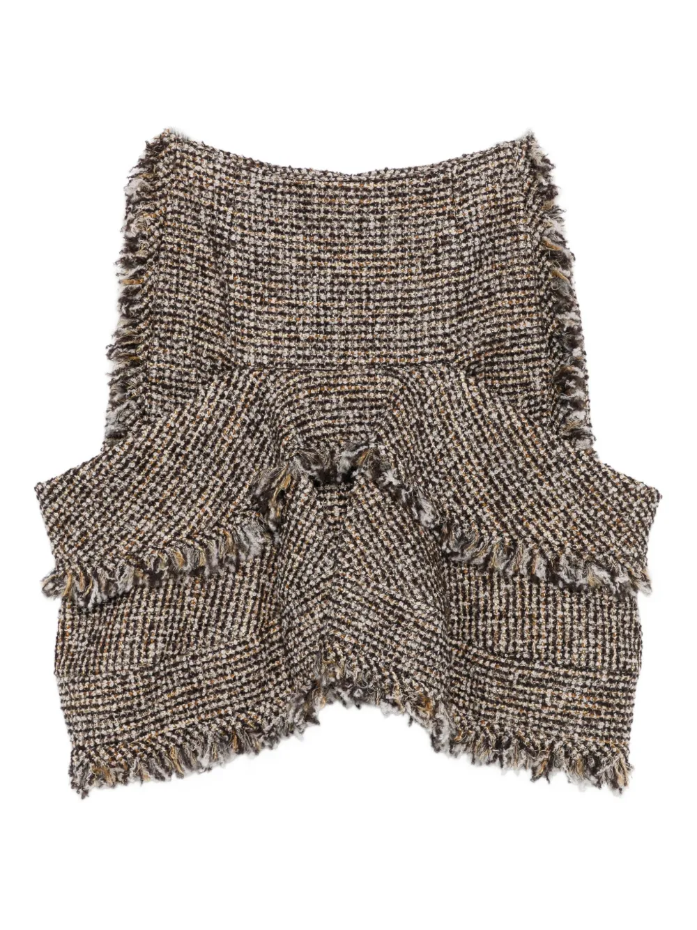 Sacai Tweed rok met franje - Bruin