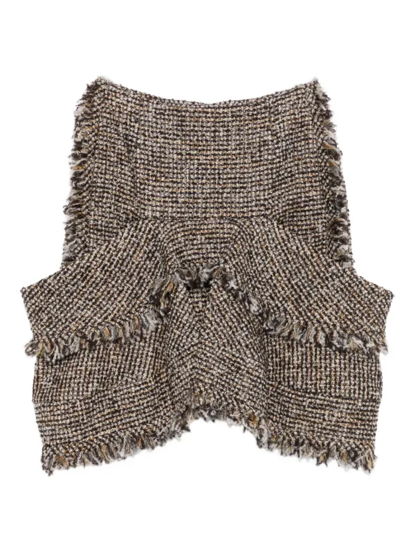 Sacai フリンジ ツイードスカート | ブラウン | FARFETCH JP