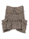 sacai fringed tweed skirt - Brown