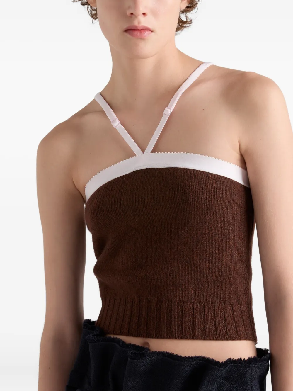 Prada Gebreide top met verstelbare bandjes Bruin